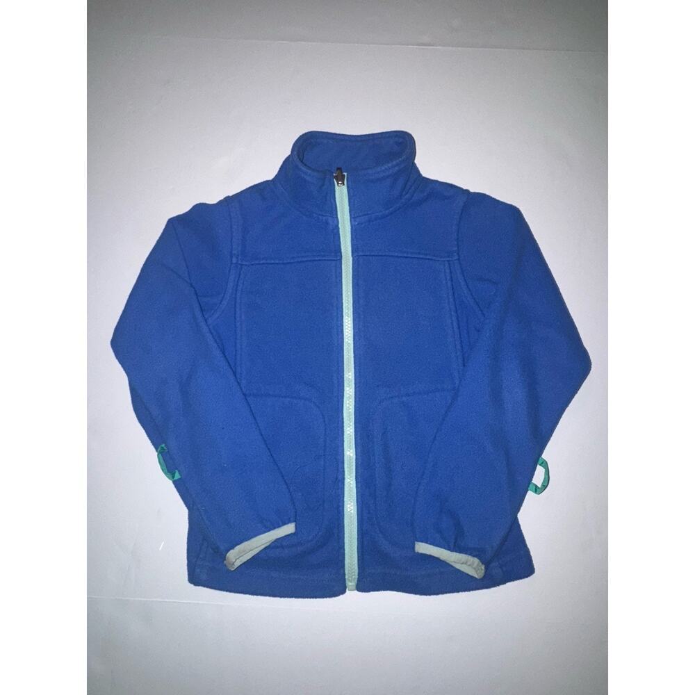 Lands End Kids Blue Fleece Jacket Full Zip Pockets Youth Size Small